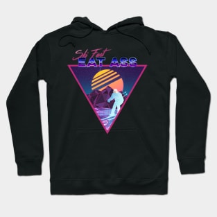 Retro Vaporwave Ski Mountain | Ski Fast Eat Ass | Shirts, Stickers, and More! Hoodie